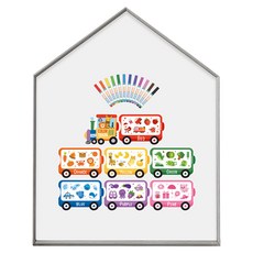 맘스보드 레브 하우스 보드 + 컬러트레인 + 미니팝 12색 마카 세트, 애쉬그레이 + 웜그레이(보드), 혼합색상(컬러트레인), 혼합색상(미니팝 마카), 1세트