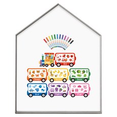 맘스보드 레브 하우스 보드 + 컬러트레인 + 미니팝 12색 마카 세트, 밀키화이트 + 애쉬그레이(보드), 혼합색상(컬러트레인), 혼합색상(미니팝 마카), 1세트