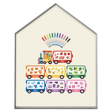 맘스보드 레브 하우스 보드 + 컬러트레인 + 미니팝 12색 마카 세트, 아이보리 + 애쉬그레이(보드), 혼합색상(컬러트레인), 혼합색상(미니팝 마카), 1세트
