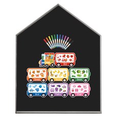 맘스보드 레브 하우스 보드 + 컬러트레인 + 미니팝 12색 마카 세트, 샤인블랙 + 애쉬그레이(보드), 혼합색상(컬러트레인), 혼합색상(미니팝 마카), 1세트