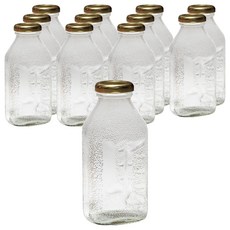 서울패키지 델몬트 사각 음료 골드캡 유리병, 300ml, 12개