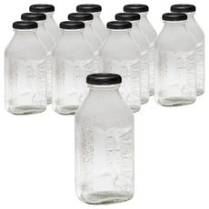 서울패키지 블랙캡 델몬트 사각 음료 유리병, 300ml, 12개