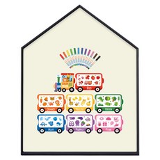 맘스보드 레브 하우스 보드 + 컬러트레인 + 미니팝 12색 마카 세트, 리얼블랙(프레임), 아이보리(보드), 혼합색상(컬러트레인 / 미니팝), 1세트