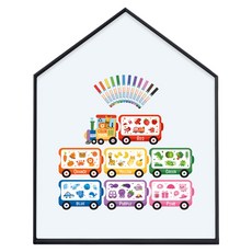 맘스보드 레브 하우스 보드 + 컬러트레인 + 미니팝 12색 마카 세트, 리얼블랙(프레임), 페퍼민트(보드), 혼합색상(컬러트레인 / 미니팝), 1세트