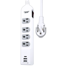 PRACTICAL 實用牌 PNA3433U-6 1開4插6尺3P + 3U延長線, 白色, 1個, 1.8m
