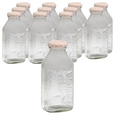首爾包裝 粉紅色瓶蓋 德爾蒙特 方形飲料玻璃瓶, 12個, 300ml