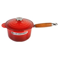 LE CREUSET 木柄單柄琺瑯鍋, 櫻桃紅 + 淺米色, 1個, 18cm