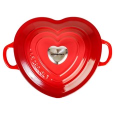 LE CREUSET Signature 愛心不鏽鋼鍋蓋琺瑯鍋, 櫻桃紅 + 淺米色, 1個, 20cm