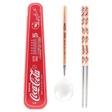 LiLFANT 可口可樂 Octa 餐具纖薄盒組, 紅色, 1套, 湯匙 + 筷子 + 收納盒