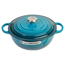 LE CREUSET Mamite琺琅鍋, 藍綠色 + 黑色, 1個, 26cm
