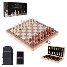 아이끌레 접이식 원목 마그네틱 보드게임 체스판 세트 소형, 혼합색상, 1세트