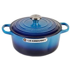 LE CREUSET 經典圓形琺瑯鍋, 蔚藍色 + 淺米色, 1個, 18cm