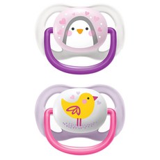 PHILIPS 飛利浦 AVENT 新安怡 透氣安撫奶嘴 動物造型 SCF080-06, 0~6個月, 企鵝 + 小鳥, 1套