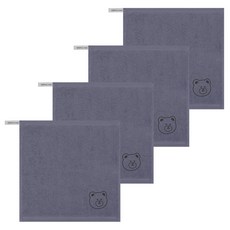 송월타올 컬러 뽀송 동물원 어린이집 고리 수건 핸드타월, 회색(곰), 4개