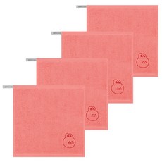 송월타올 컬러 뽀송 동물원 어린이집 고리 수건 핸드타월, 주황(토끼), 4개