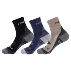 크로커다일 남성용 스포츠 신사 이중쿠션 메쉬통기성 흔들림방지 중목 등산양말 CD393 3켤레, 블랙, 코코아, 네이비, 3개