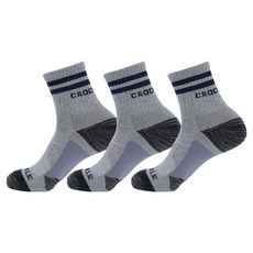 크로커다일 남성용 쿠션 스포츠 신사 중목 이중쿠션 메쉬통기성 흔들림방지 등산양말 CD396, 그레이, 3세트