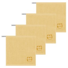 Songwol 松月 彩色蓬鬆動物園幼兒園掛環毛巾擦手巾, 黃色(老虎), 4個