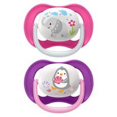 PHILIPS 飛利浦 AVENT 新安怡 透氣安撫奶嘴 動物造型 SCF080-08, 6~18個月, 大象 + 企鵝, 1套