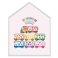 맘스보드 레브 하우스 보드 + 컬러트레인 + 미니팝 12색 마카 세트, 페일화이트(프레임), 파우더핑크(보드), 혼합색상(컬러트레인), 혼합색상(미니팝 마카), 1세트