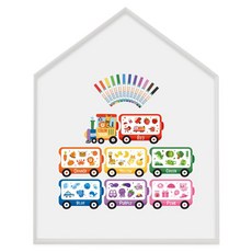 맘스보드 레브 하우스 보드 + 컬러트레인 + 미니팝 12색 마카 세트, 페일화이트(프레임), 웜그레이(보드), 혼합색상(컬러트레인), 혼합색상(미니팝 마카), 1세트