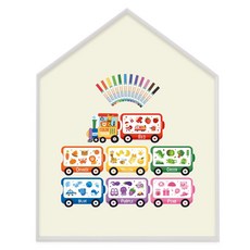 맘스보드 레브 하우스 보드 + 컬러트레인 + 미니팝 12색 마카 세트, 페일화이트(프레임), 아이보리(보드), 혼합색상(컬러트레인), 혼합색상(미니팝 마카), 1세트