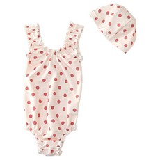 유블리 아동용 프릴포인트 패턴 원피스 수영복 세트