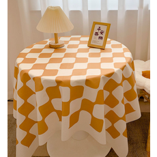 하루이 빅체크 식탁 테이블보, 오렌지, 1개, 80 x 120 cm