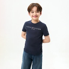 Tommy Hilfiger 兒童男款 Heritage Logo 短袖棉質 T 恤