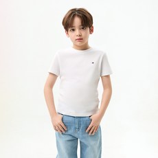 타미힐피거 키즈 남성용 베이직 반팔 면 티셔츠