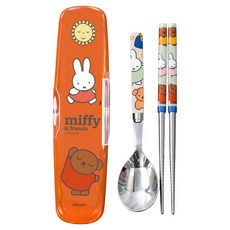 릴팡 미피 올인원 가벼운 진공 스텐 수저 + 클리어 케이스 세트, 혼합색상, 숟가락 + 젓가락 + 케이스, 1세트