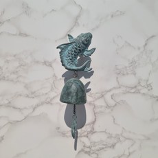 INTODECO 出人頭地 子孫 財富象徵 鯉魚 黃銅 鈴鐺, 青綠
