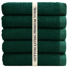 COTTON LIVING 柔軟飯店浴室 The Soft 毛巾 150g 棉紗, 常春綠, 5個