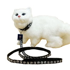 딩동펫 반려동물 발바닥 초경량 목줄 리드줄 세트, 블랙, 1세트