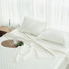 SAINT GOOSE 固定帶床用涼感墊 + 枕頭套組, 白色, 涼感墊+枕頭套1入