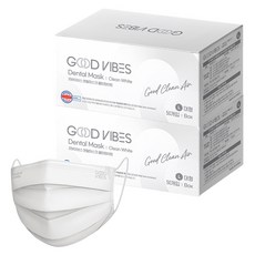 굿바이브스 일회용 덴탈마스크 대형, 화이트, 2개, 50개입