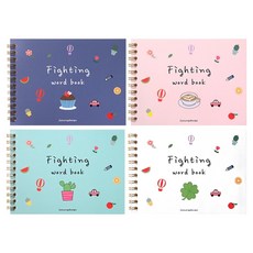 2Youngdesign 左翻加油插畫單字本4件組, 混合色, 1套