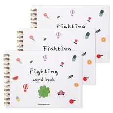 2Youngdesign 左翻加油插畫單字本, 白色, 3個