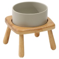 REDPUPPY 寵物竹製陶瓷單口食碗, 灰色, 1個