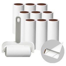 Home&Me Sensual 迷你除塵滾筒 手柄 + 收納盒 + 10入補充包組合 白色, 1套