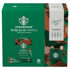 스타벅스 미디엄 로스트 아메리카노 그린 머그 세트, 1세트, 아메리카노 스틱 80p + 그린머그