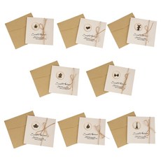 KHOKURI 感性復古牛皮紙卡片 + 信封 8款套組 6W0003, 1套, 混合色