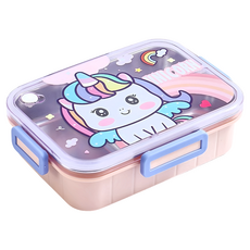 Couselect 卡通不鏽鋼保溫飯盒 3格 750ml, 獨角獸, 1個