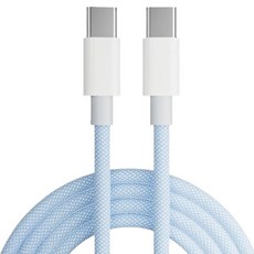 파워샷 C타입-C타입 감성컬러 100w 꼬임없는 직물커버 충전케이블, 스카이블루, 1개, 1.5m