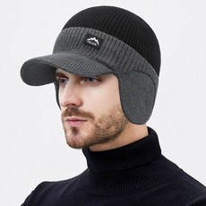 Atirel 雙色針織護耳運動帽, 黑色