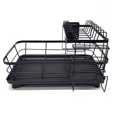 Priceless 黑色時尚水槽不鏽鋼碗盤瀝水架, 黑色, 1個, 1層