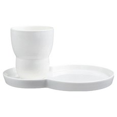 American Road 單人家庭吧檯 陶瓷甜點盤 + 杯子組合 HR2563, 白色, 1套, 盤子 + 杯子