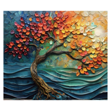 이비즈 북유럽풍 생명의 나무 캔버스 액자 2 화이트