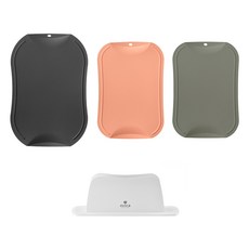 doble 不留刀痕砧板4件組, 1套, 砧板 中 炭灰色 + 小 蜜桃色 + 卡其色 + 支架