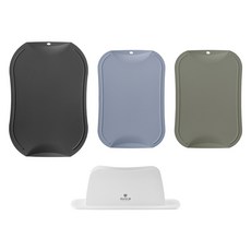 doble 不留刀痕砧板, 1套, 小砧板 藍灰色 + 卡其色 + 中砧板 炭灰色 + 支架